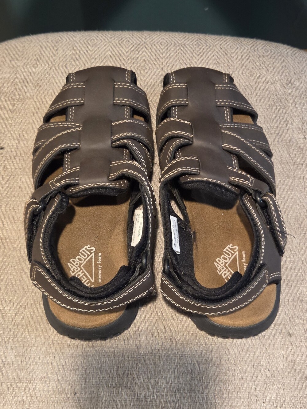 ThereAbouts Dark Brown Closed-Toe Fisherman Sandals for Kids - Size 1